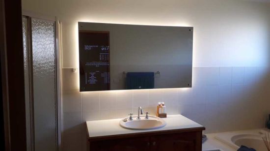 مرآة صالون تجميل 300 مم 12X مكبرة مضادة للضباب ، مرايا مقعرة لجدار الحمام مع إضاءة