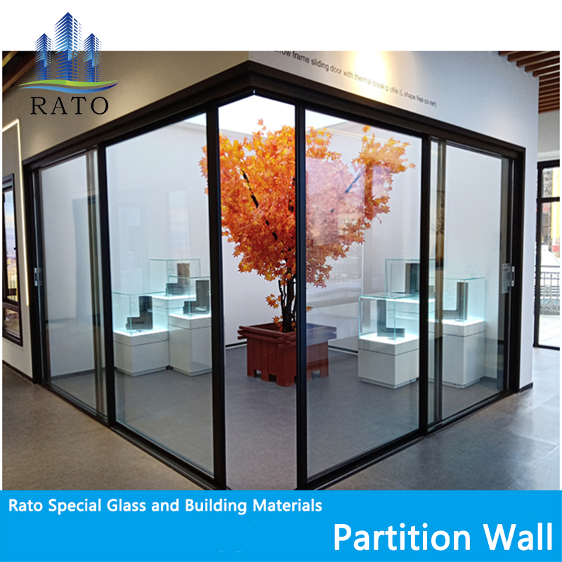 قسم مكتب زجاجي قابل للفك ، قسم زجاجي شفاف بملف PVC ، أنواع زجاج بدون إطار لقسم الجدار